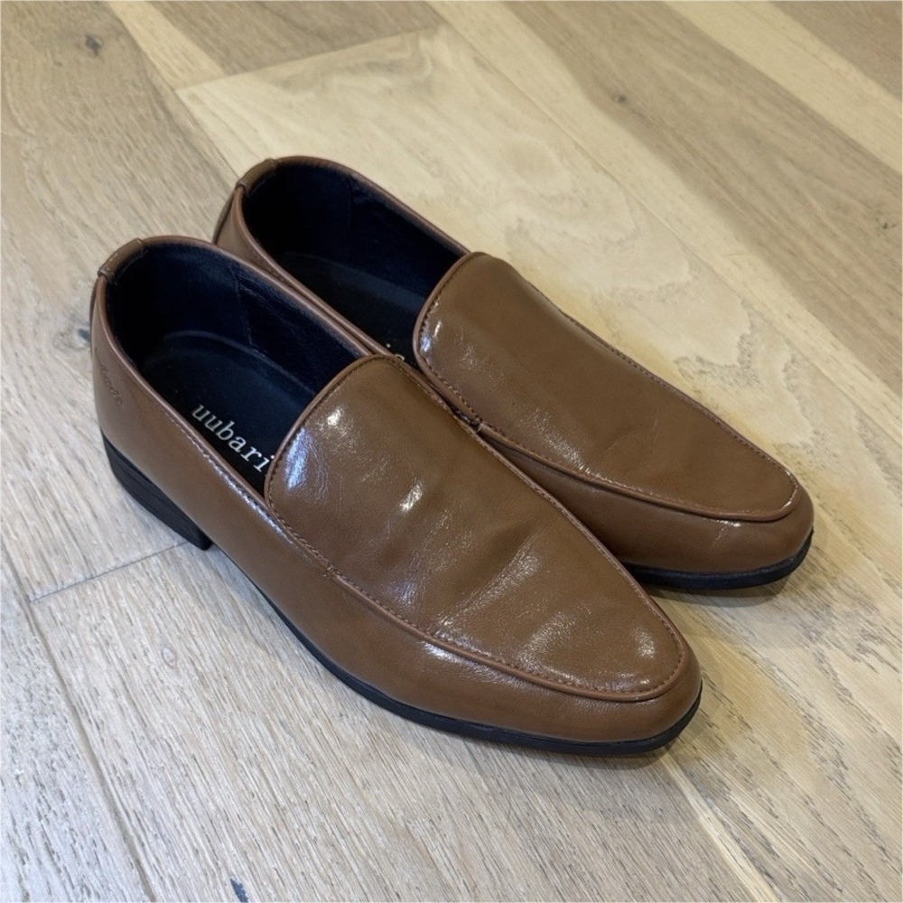 uubaris Men's Brown Slip-On Loafer Dress Shoes Square Toe US 8 SM010